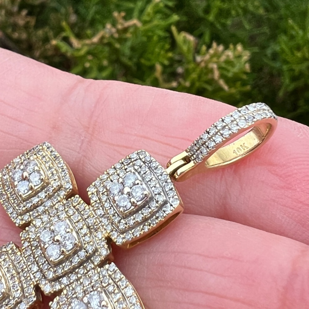 LARGE 10K YELLOW GOLD STATEMENT DIAMOND CROSS PENDANT ONE OF A KIND CUSTOM MADE - Picture 12 of 16